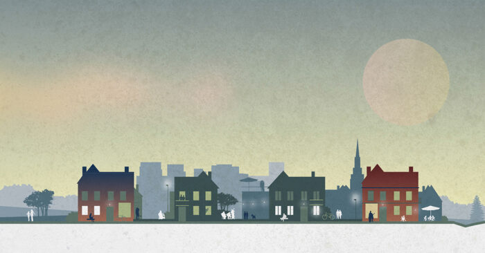 Stadssiluett av Krook och Tjäder