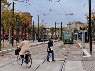 Oskyddade trafikanter vid spårvägen i Lund