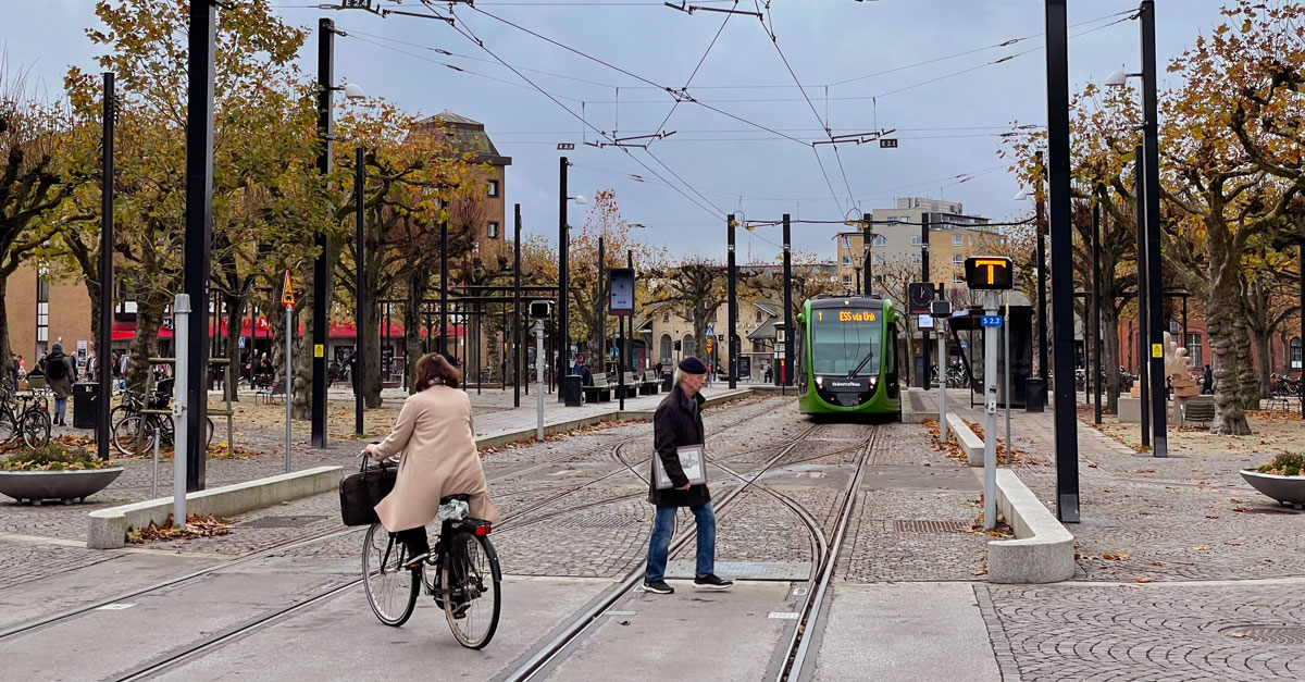 Oskyddade trafikanter vid spårvägen i Lund