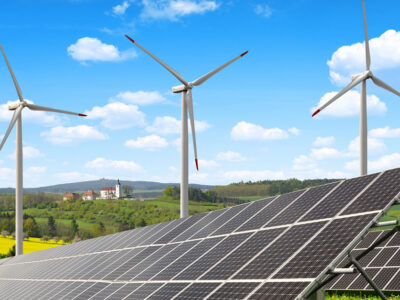 vindkraftverk och solpaneler, podd om klimatmålen