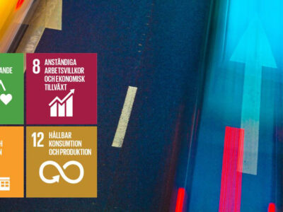 Projektbild koppligen mellan trafiksäkerhet och hållbarhet, vägbanan med FN:s hållbarhetsmål